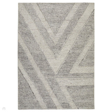 Stellar Arrow Modern Geometric Hand-Woven Sumak Style Textured Wool Loop Pile Grey Rug-Melrose-Rug Love - The Most Loved Rug Store